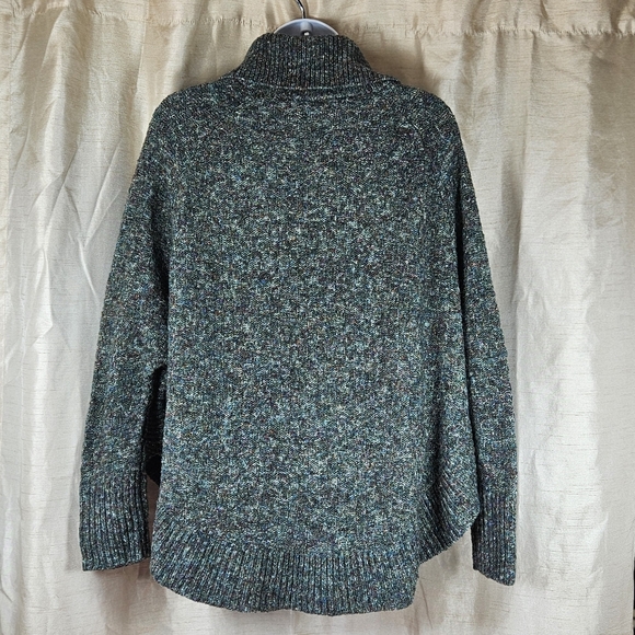 NWOT Jillian & Nicole green tweed cotton wool cowl neck sweater Womens Medium - Picture 4 of 8